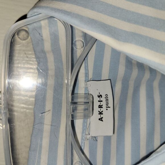 AKRIS PUNTO Blue and White Striped Button-Up Shirt - Picture 5 of 5